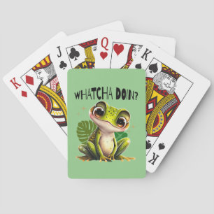 Watcha Doing? Funny Curious Frog Playing Cards