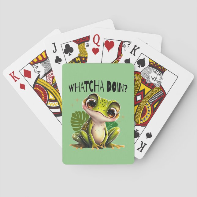 Watcha Doing? Funny Curious Frog Playing Cards (Back)