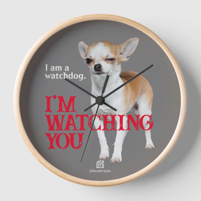 Watchdog Chihuahua - Customisable Clock (Front)