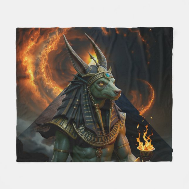 Watcher of the Afterlife – Anubis.  Fleece Blanket (Front (Horizontal))