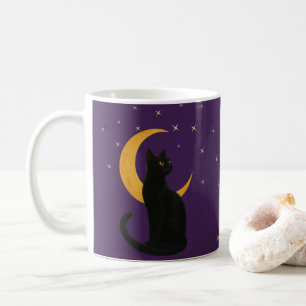 Watcher of the Night – Halloween Black Cat Card Coffee Mug