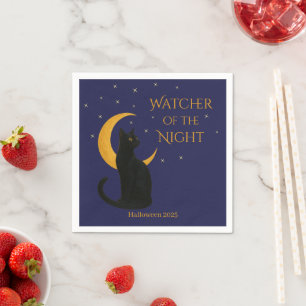 Watcher of the Night – Halloween Black Cat   Napkin
