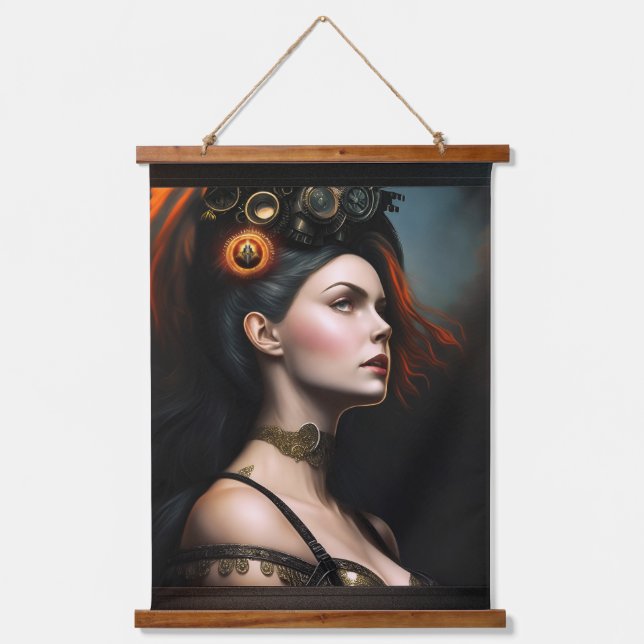 Watcher Of The Storm Steampunk Beauty by Xzendor7 Hanging Tapestry (Front)