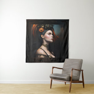 Watcher Of The Storm Steampunk Beauty by Xzendor7 Tapestry