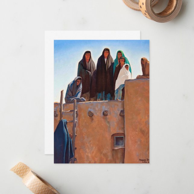 Watchers From the Housetop by Maynard Dixon Card (Front/Back In Situ)