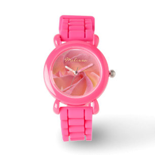 Watches Add Your Name Pink Rose Flower custom