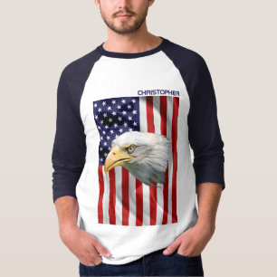 Watchful American Eagle, The USA Flag, Patriotic T-Shirt