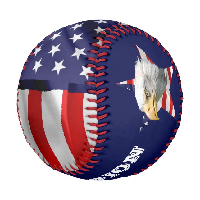Watchful Bald Eagle, The American Flag, Star Baseball (Angled)