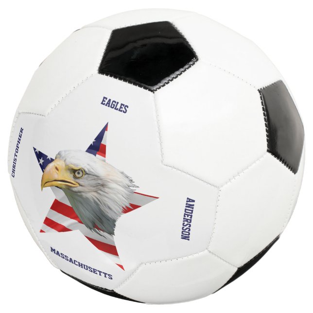 Watchful Bald Eagle, The American Flag, Star Football (Three Quarter)