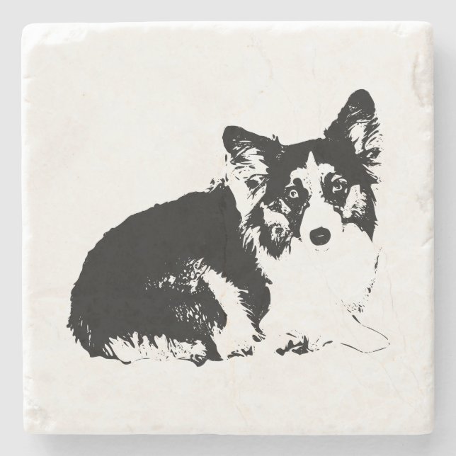 Watchful Charm in Ink Stone Coaster (Front)