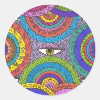 Watchful Green Eyed Mandala Art Sticker