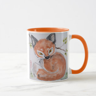 Watchful Red Fox, Oriental Design Mug by Tuzi