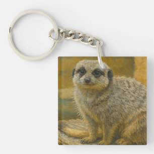 Watchful Stillness – Realistic Meerkat Portrait Key Ring