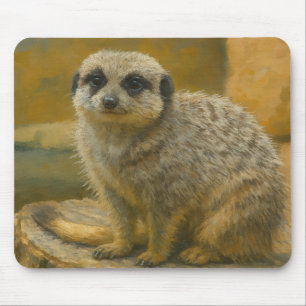 Watchful Stillness – Realistic Meerkat Portrait Mouse Mat