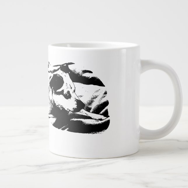 Watchful Terrier on Winter Blanket Large Coffee Mug (Right)