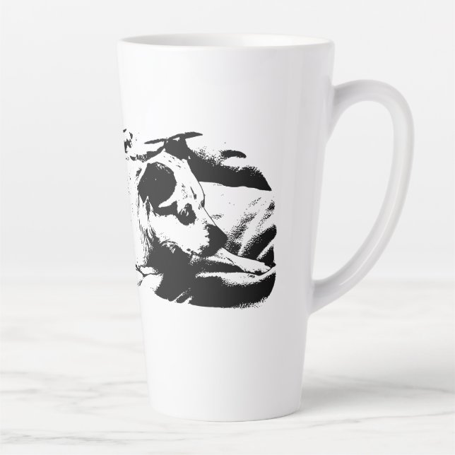Watchful Terrier on Winter Blanket Latte Mug (Right)