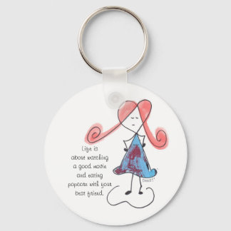 Watching a good movie and eating popcorn key ring
