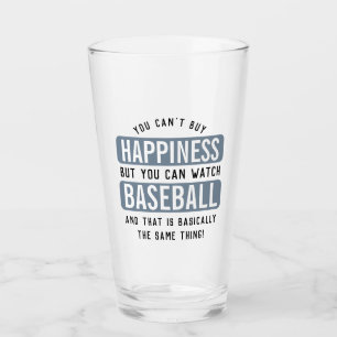 Watching Baseball is Happiness Funny Baseball Glass