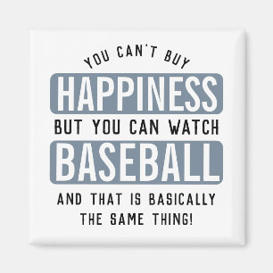 Watching Baseball is Happiness Funny Baseball Magnet