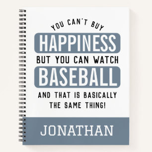 Watching Baseball is Happiness Funny Baseball Notebook