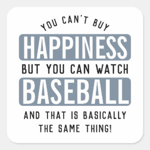 Watching Baseball is Happiness Funny Baseball Square Sticker