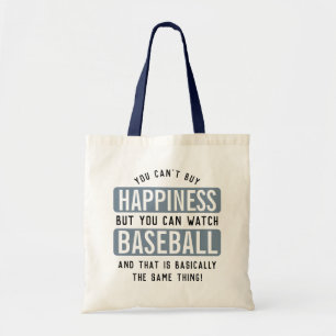 Watching Baseball is Happiness Funny Baseball Tote Bag