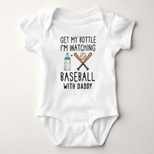 Watching Baseball with Daddy   Funny Baseball Baby Bodysuit