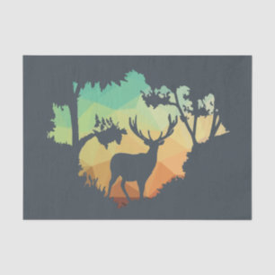 Watching Deer Silhouette in Peaceful Forest Tissue Paper