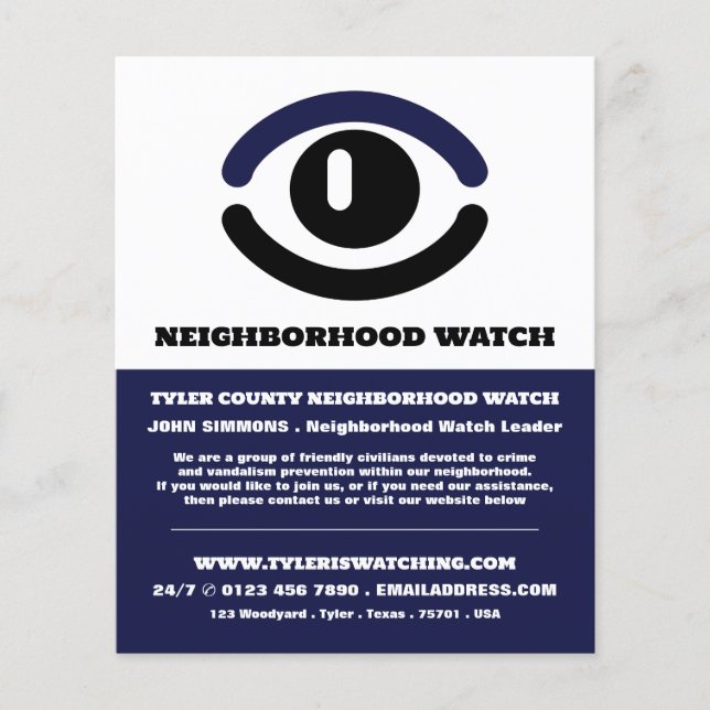 Watching Eye, Neighborhood Community Watch Advert Flyer (Front)