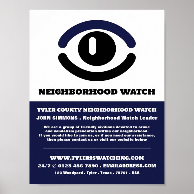 Watching Eye, Neighborhood Community Watch Advert Poster (Front)