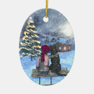 Watching for Santa Ceramic Christmas Ornament