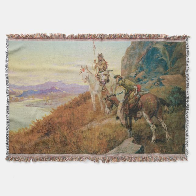 Watching for the White Man's Boats by OC Seltzer Throw Blanket (Front)