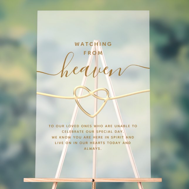 Watching From Heaven Wedding Memorial Acrylic Sign (Neutral)