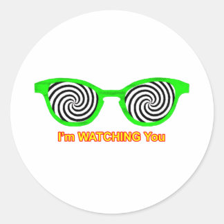 Watching Hypnotise Sunglasses Green Rim The MUSEUM Classic Round Sticker