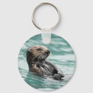 Watching Sea Otter Key Ring