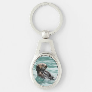 Watching Sea Otter Key Ring