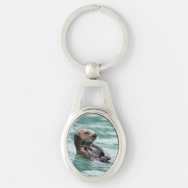 Watching Sea Otter Key Ring (Front)