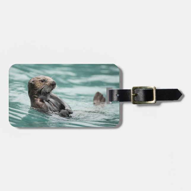 Watching Sea Otter Luggage Tag (Front Horizontal)