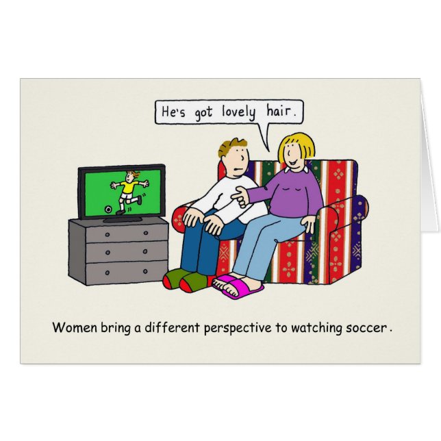 Watching Soccer on TV Humor. (Front Horizontal)