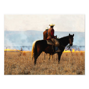 Watching the Fire in the Flint Hills Photo Print