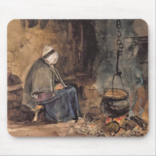 Watching the pot boil - a cottage interior mouse mat
