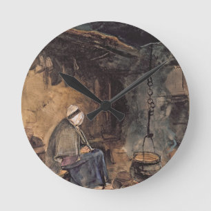 Watching the pot boil - a cottage interior round clock
