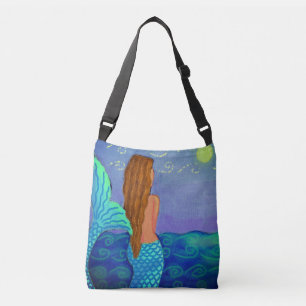 Watching the Sun Abstract Mermaid Painting Crossbody Bag