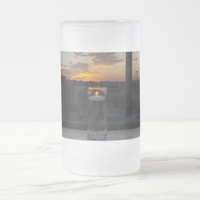 Watching The Sunset Frosted Glass Beer Mug (Center)