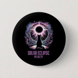 Watching Total Solar Eclipse Apr 8 2024 Astronomy 6 Cm Round Badge