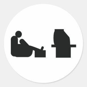 watching tv classic round sticker