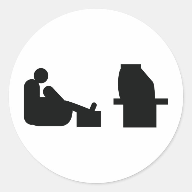 watching tv classic round sticker (Front)