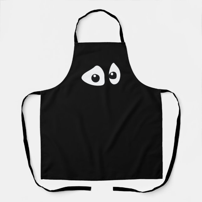 Watching you, funny big eyes on black apron (Front)
