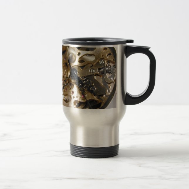 Watchmaker clock working travel mug (Right)