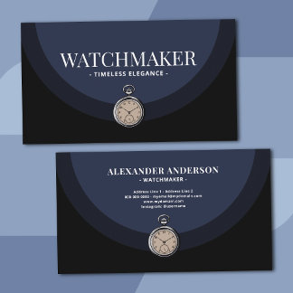 Watchmaker & Watch Repair - Deep Blue Business Card